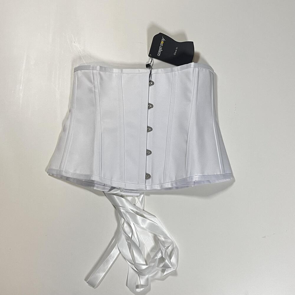 Corset Story Corset Womens Large White Underbust Cincher Spiral Steel Boned